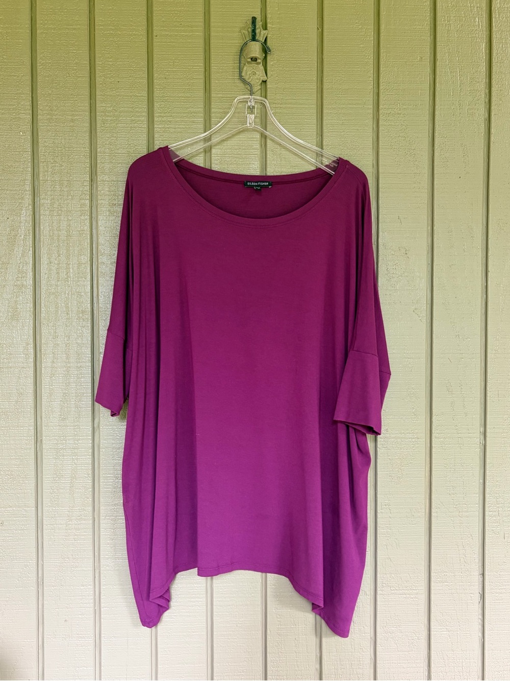 Eileen Fisher Plum Purple Jersey oversized Stretch Knit Tunic Top - Size Small